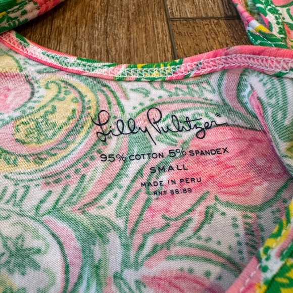 New Lilly Pulitzer Tabbie Tank Top Small Resort White Hot Wings Flamingo Paisley - Picture 4 of 6
